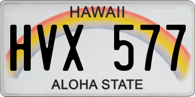 HI license plate HVX577
