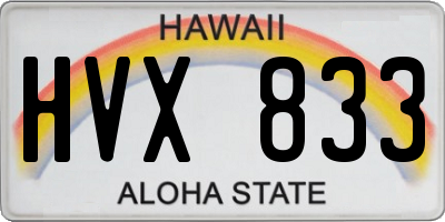 HI license plate HVX833