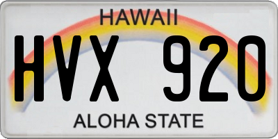 HI license plate HVX920