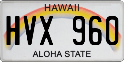 HI license plate HVX960