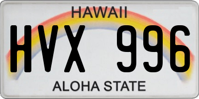 HI license plate HVX996