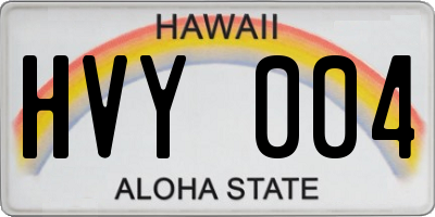 HI license plate HVY004