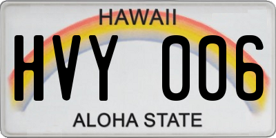 HI license plate HVY006