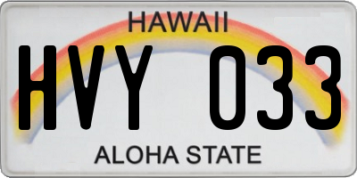 HI license plate HVY033