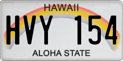 HI license plate HVY154