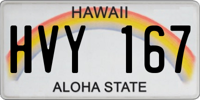 HI license plate HVY167