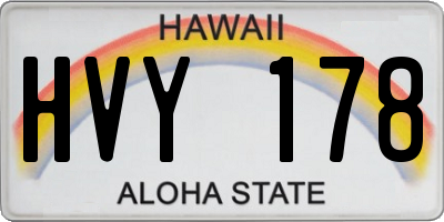 HI license plate HVY178