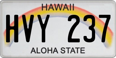 HI license plate HVY237