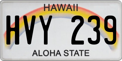 HI license plate HVY239