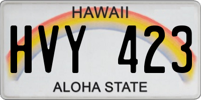 HI license plate HVY423