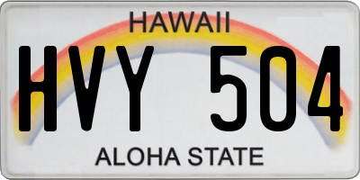 HI license plate HVY504