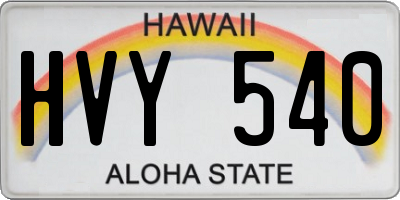 HI license plate HVY540