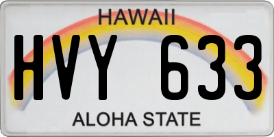 HI license plate HVY633