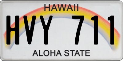 HI license plate HVY711