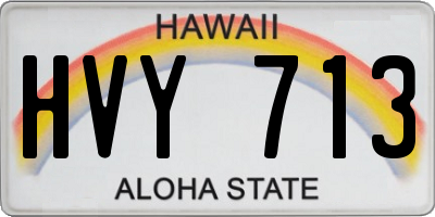 HI license plate HVY713