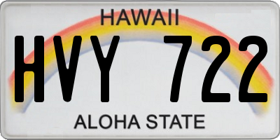 HI license plate HVY722