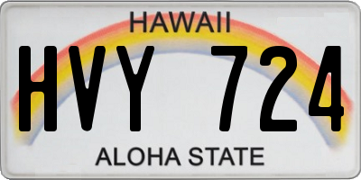 HI license plate HVY724