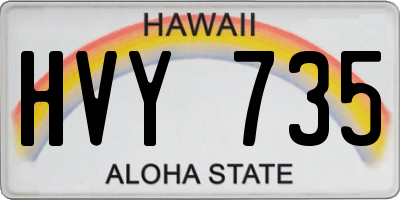 HI license plate HVY735