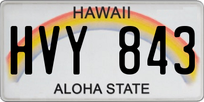 HI license plate HVY843
