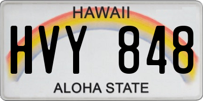 HI license plate HVY848