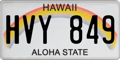 HI license plate HVY849