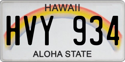 HI license plate HVY934