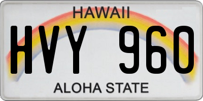 HI license plate HVY960
