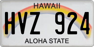 HI license plate HVZ924