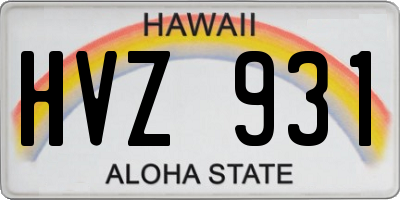 HI license plate HVZ931