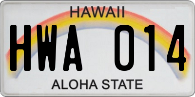 HI license plate HWA014