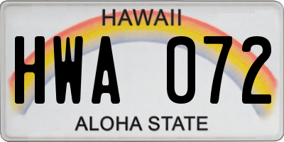 HI license plate HWA072