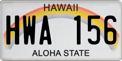 HI license plate HWA156