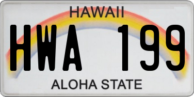 HI license plate HWA199