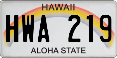 HI license plate HWA219