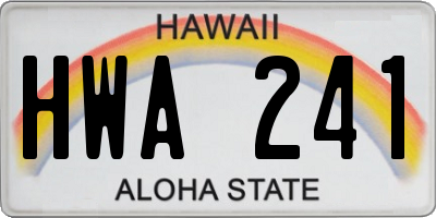 HI license plate HWA241