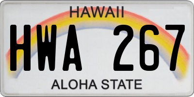 HI license plate HWA267