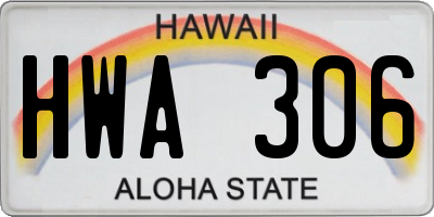 HI license plate HWA306