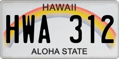 HI license plate HWA312
