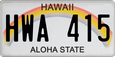 HI license plate HWA415