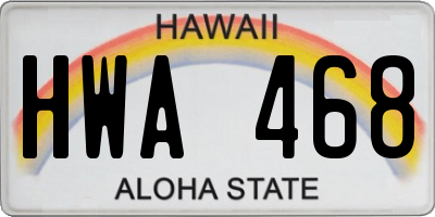 HI license plate HWA468