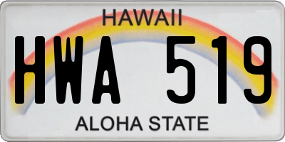 HI license plate HWA519