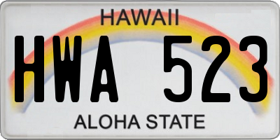 HI license plate HWA523
