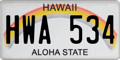 HI license plate HWA534