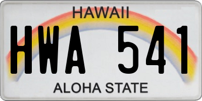 HI license plate HWA541