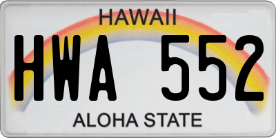 HI license plate HWA552