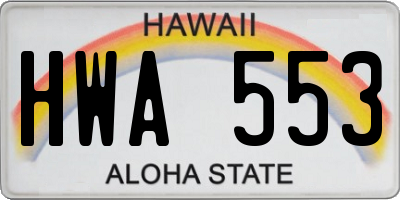 HI license plate HWA553