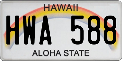 HI license plate HWA588
