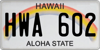 HI license plate HWA602