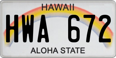 HI license plate HWA672