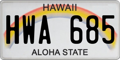 HI license plate HWA685